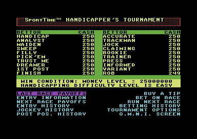 Horse Racing screenshot 4 for Commodore 64